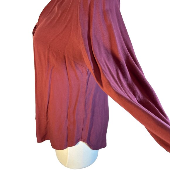 New York & Company soho Blouse Women's XXL Mauve Pink Long Sleeve Deep V-neck - Picture 7 of 13